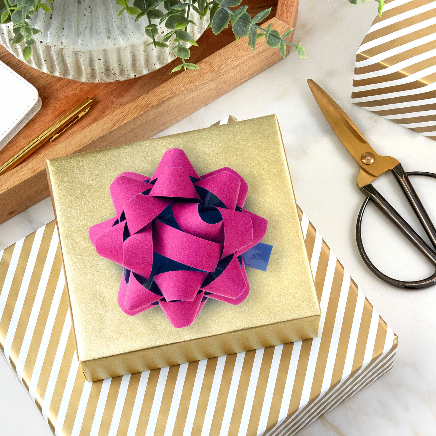 Pink Flocked With Teal on Reverse Gift Bow in use image number 2