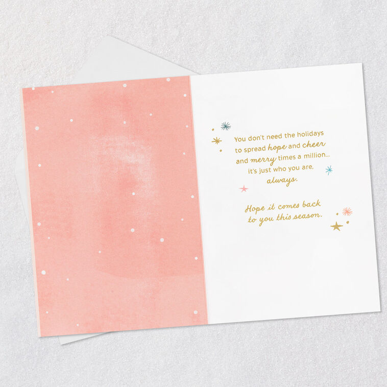 Pink, Peach and Teal Trees Christmas Card Open card with envelope image number 3