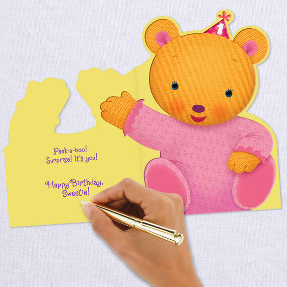 Peek-a-Boo Bear First Birthday Card for Her, , large image number 6