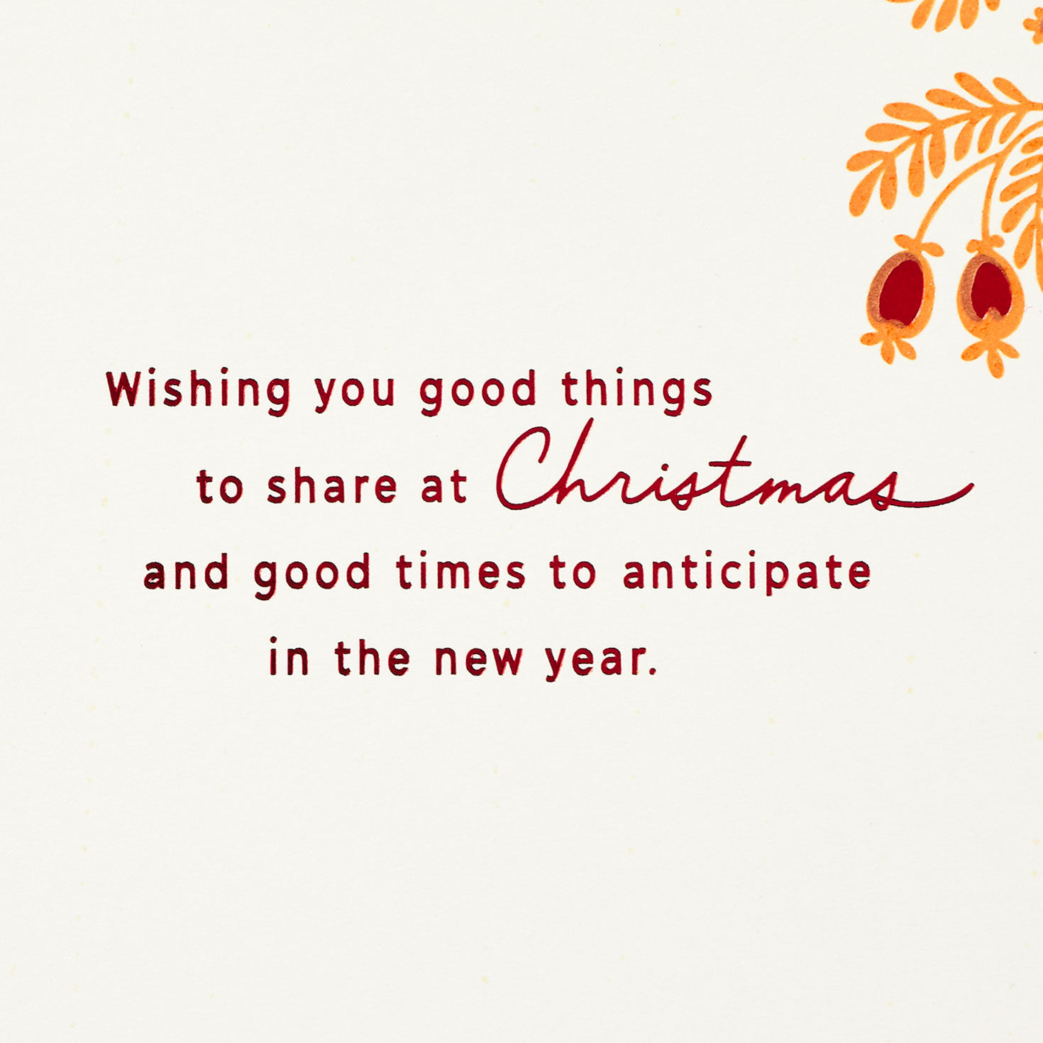 Red, Green and Gold Floral Wreath Christmas Card Sentiment image number 3