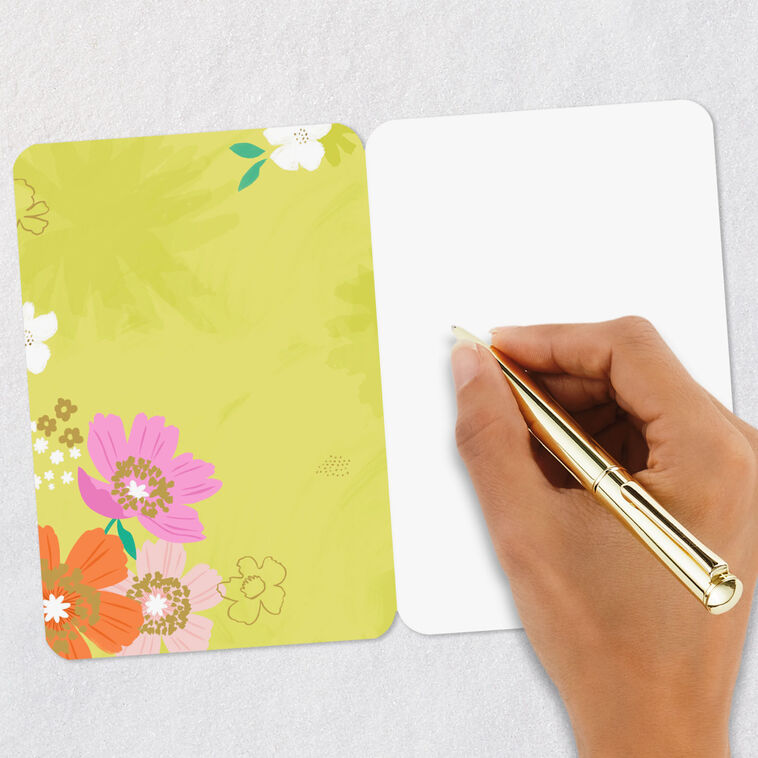 Colorful Flowers on Green Blank Card Signing card image number 5
