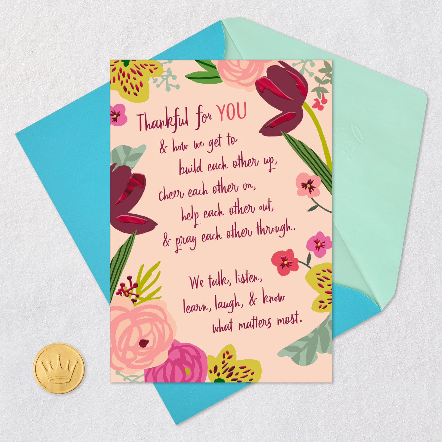 Painted Floral Border Religious Friendship Card Card Front with Envelope and Gold Seal image number 6