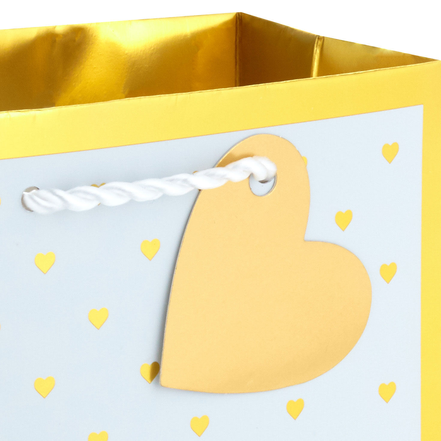 6.5" Mini Gold Hearts on White Metallic Small Gift Bag for only USD 3.49 | Hallmark