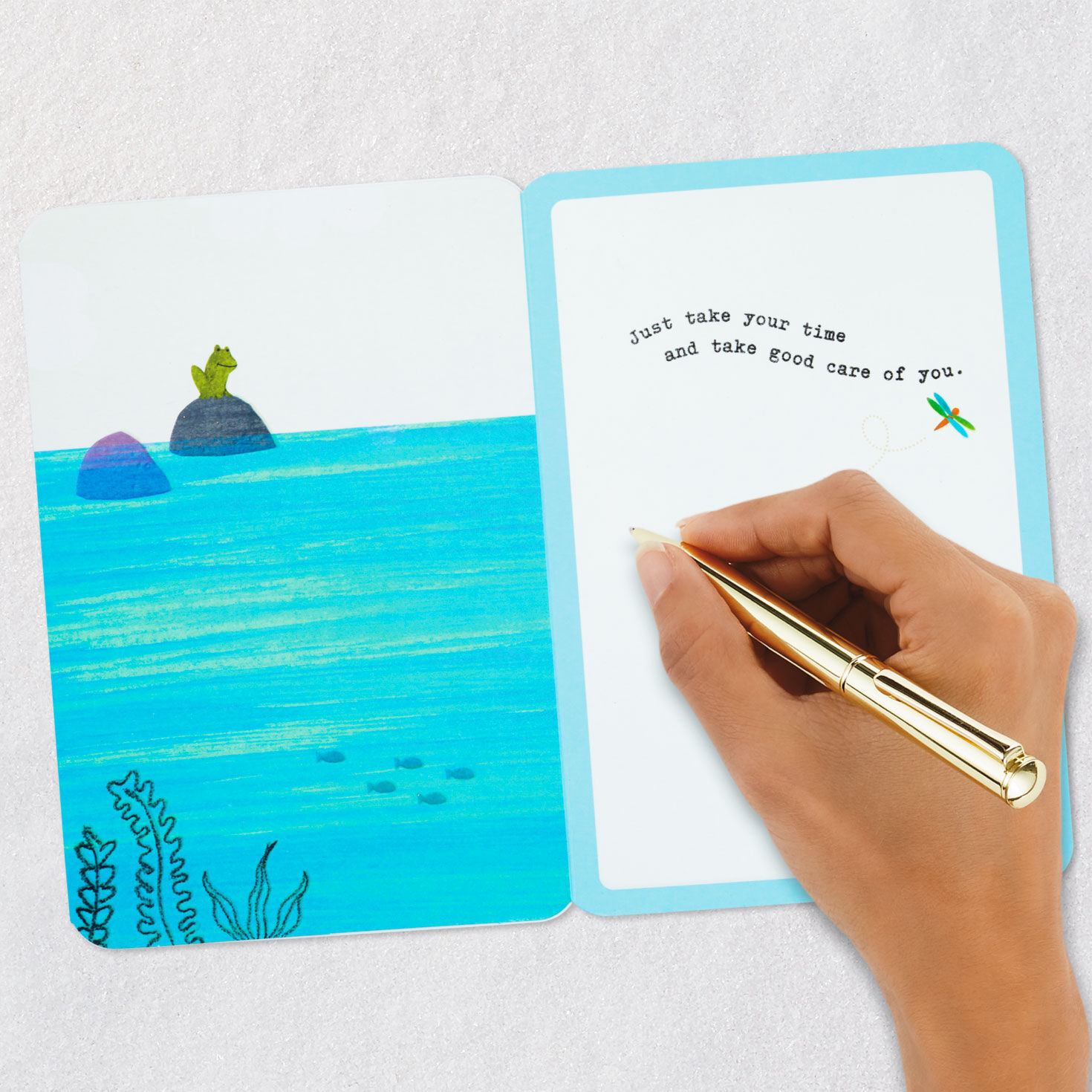 Relaxing Sea Turtle Get Well Soon Card signing card image number 6