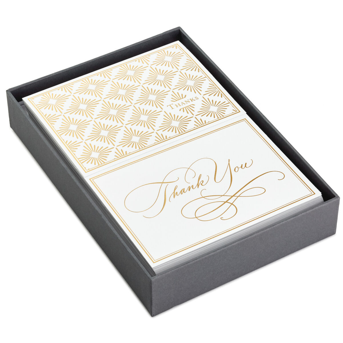 Polished Gold Assorted Blank ThankYou Notes, Box of 50 Note Cards