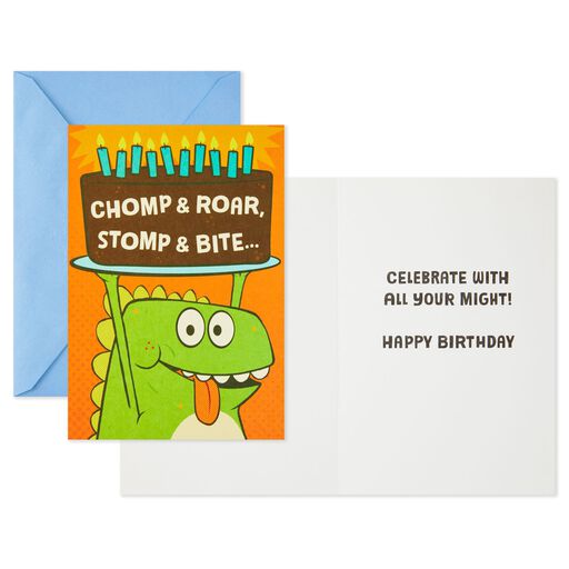 Dinosaur Birthday Cards With Stickers, Pack of 6, 