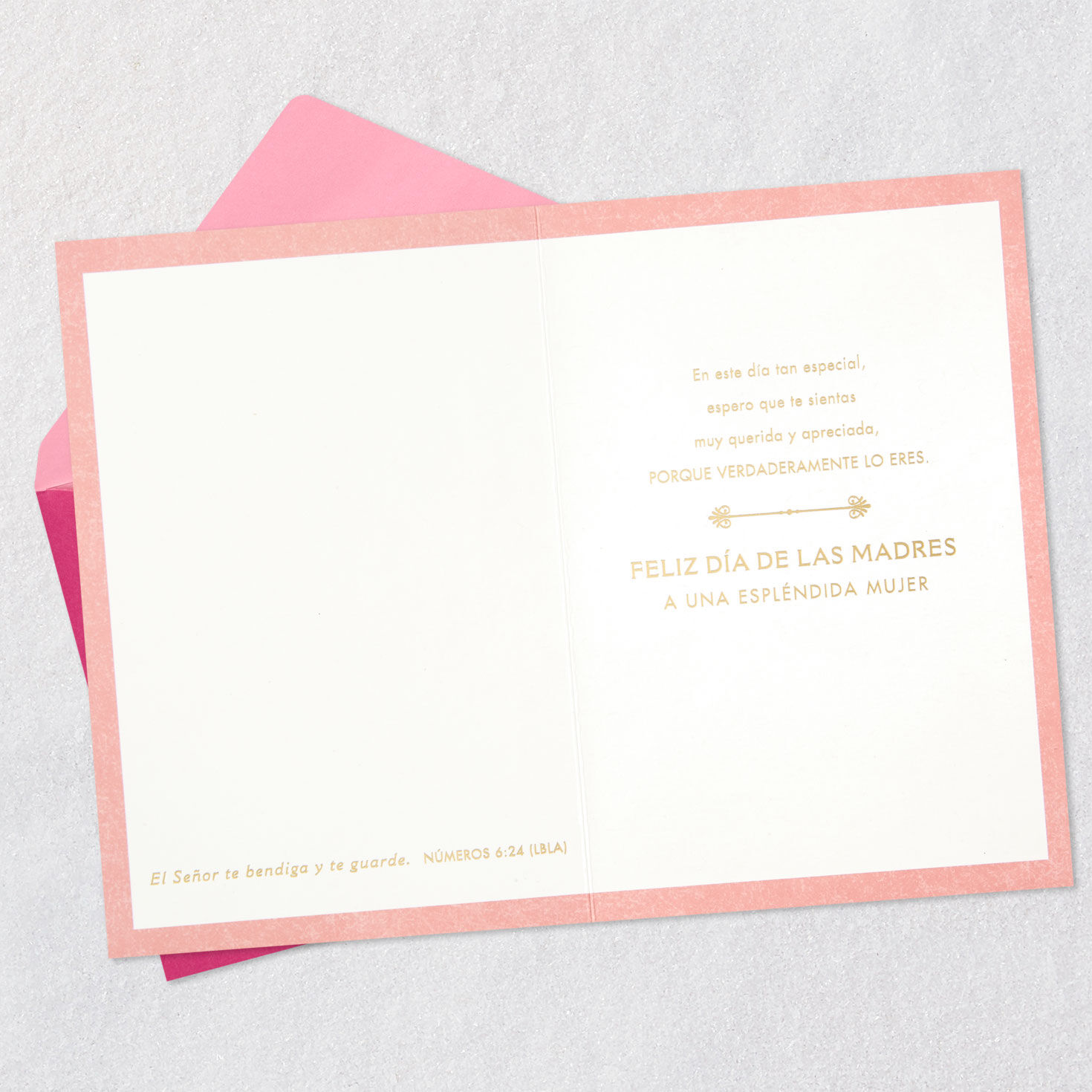 Bird and Flowers Religious Spanish Mother's Day Card Open card with envelope image number 3