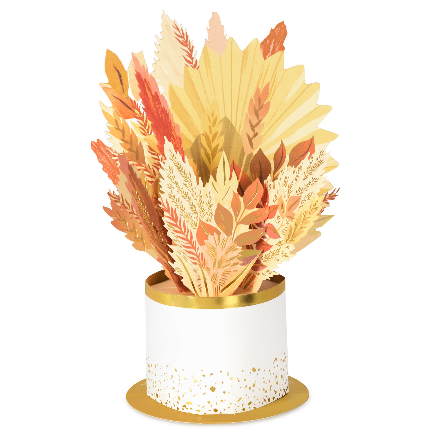 Feathers and Leaves 3D Pop-Up Thanksgiving Card back image number 2