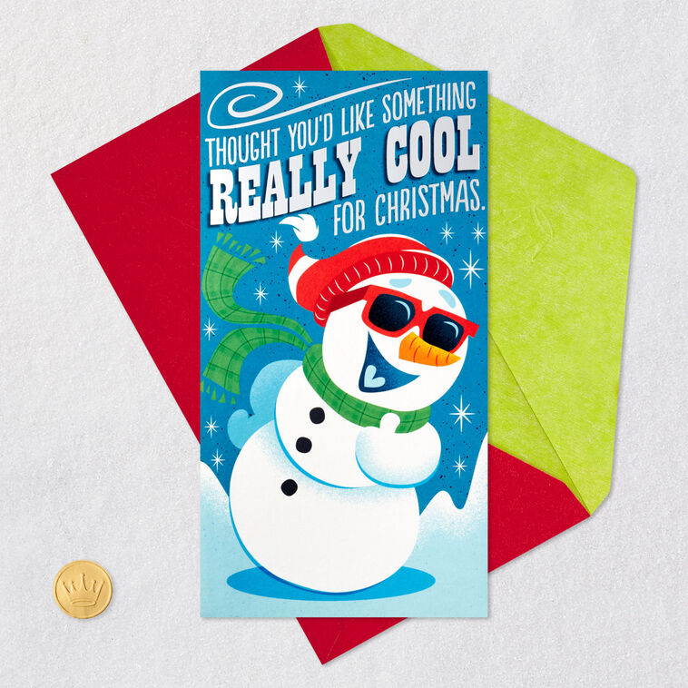 Snowman in Sunglasses Pop-Up Christmas Money Card Card Front with Envelope and Gold Seal image number 7