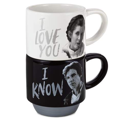 Star Wars™ Han Solo™ and Princess Leia™ Hoth Love You I Know Stacking Mugs, Set of 2, , large