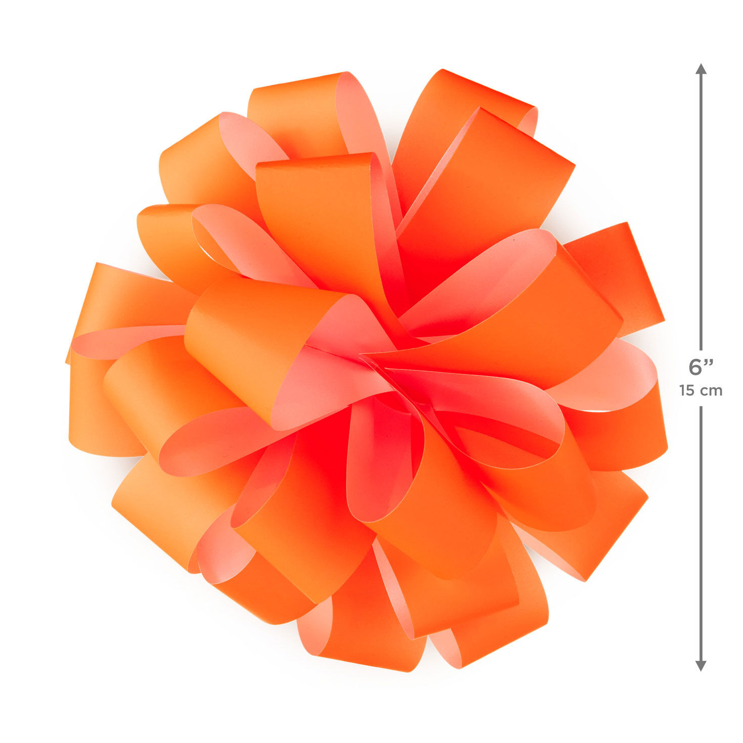 Bright Orange Looped Ribbon Gift Bow measurement image number 3