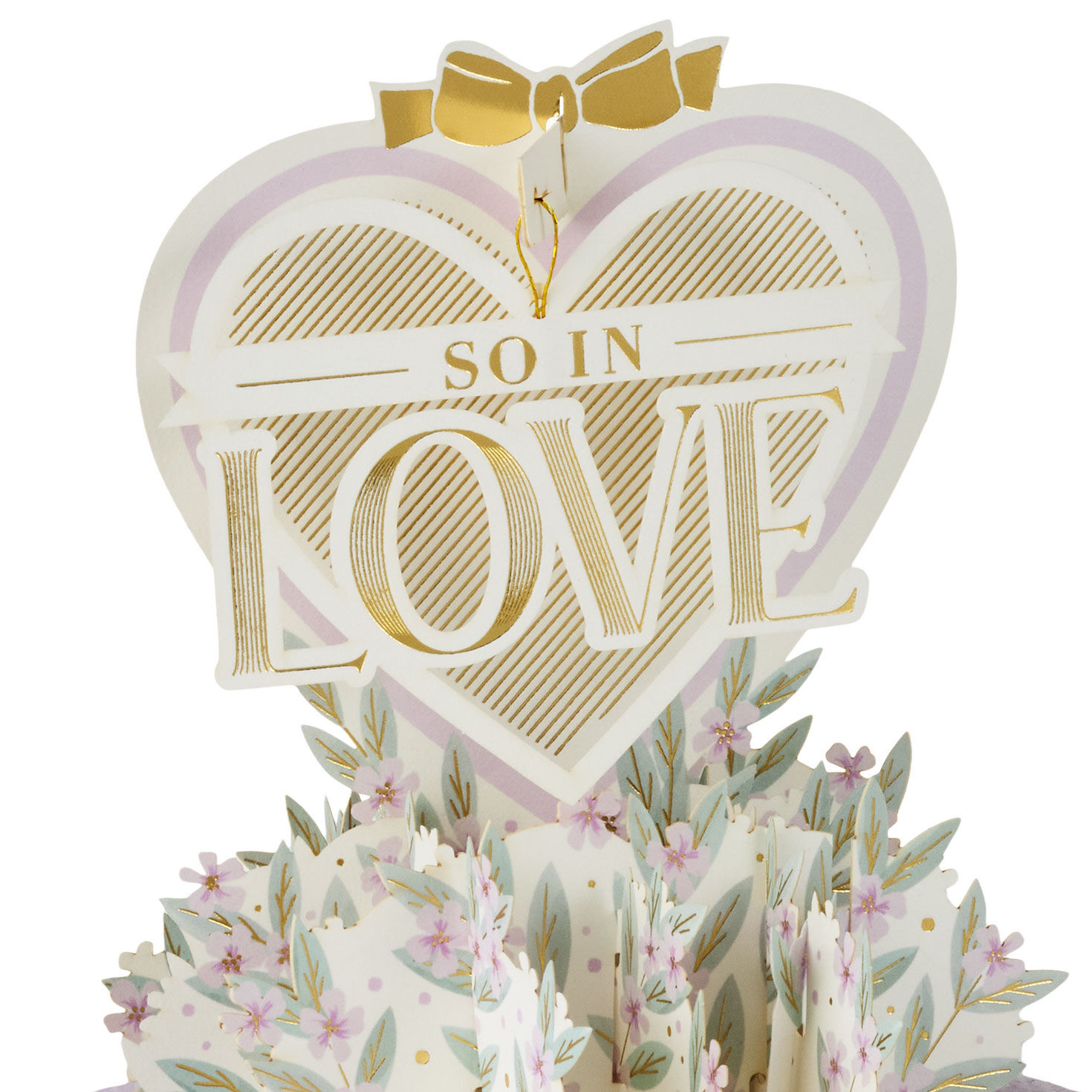 Gold Heart and Flowers Love Pop Up Card Card Front Detail image number 7