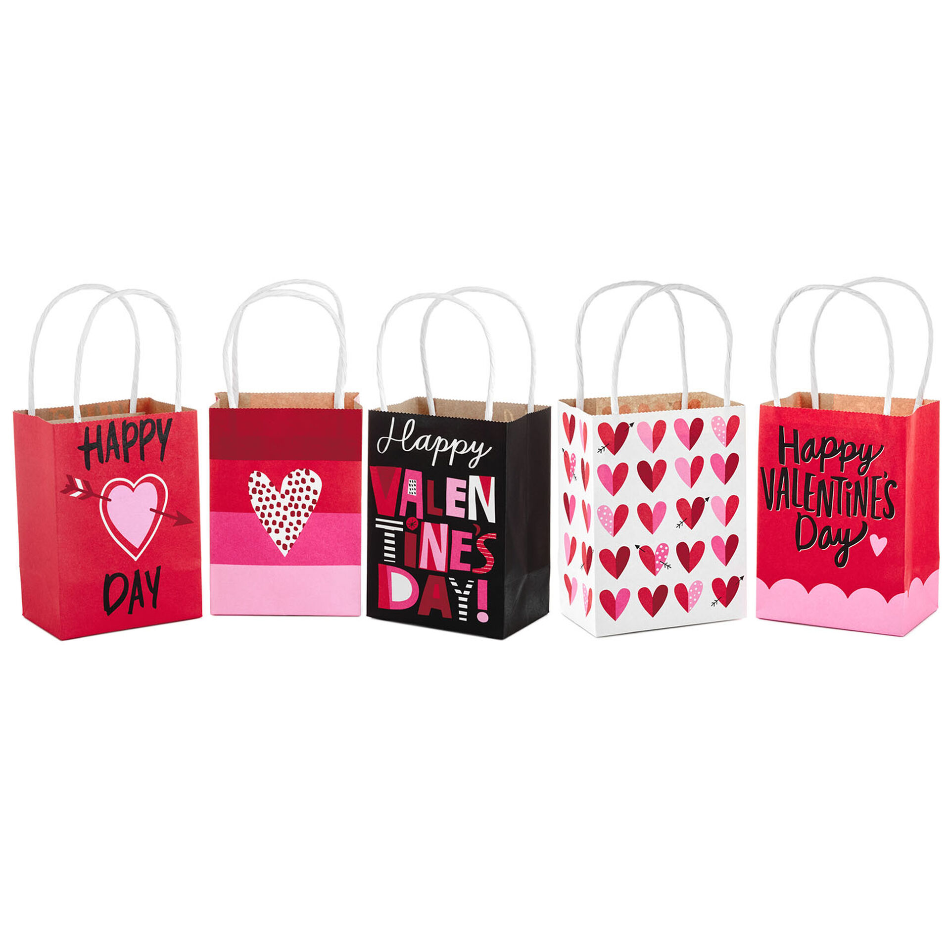 5.5" Assorted 5Pack Bright Valentine's Day Gift Bags Gift Bag Sets