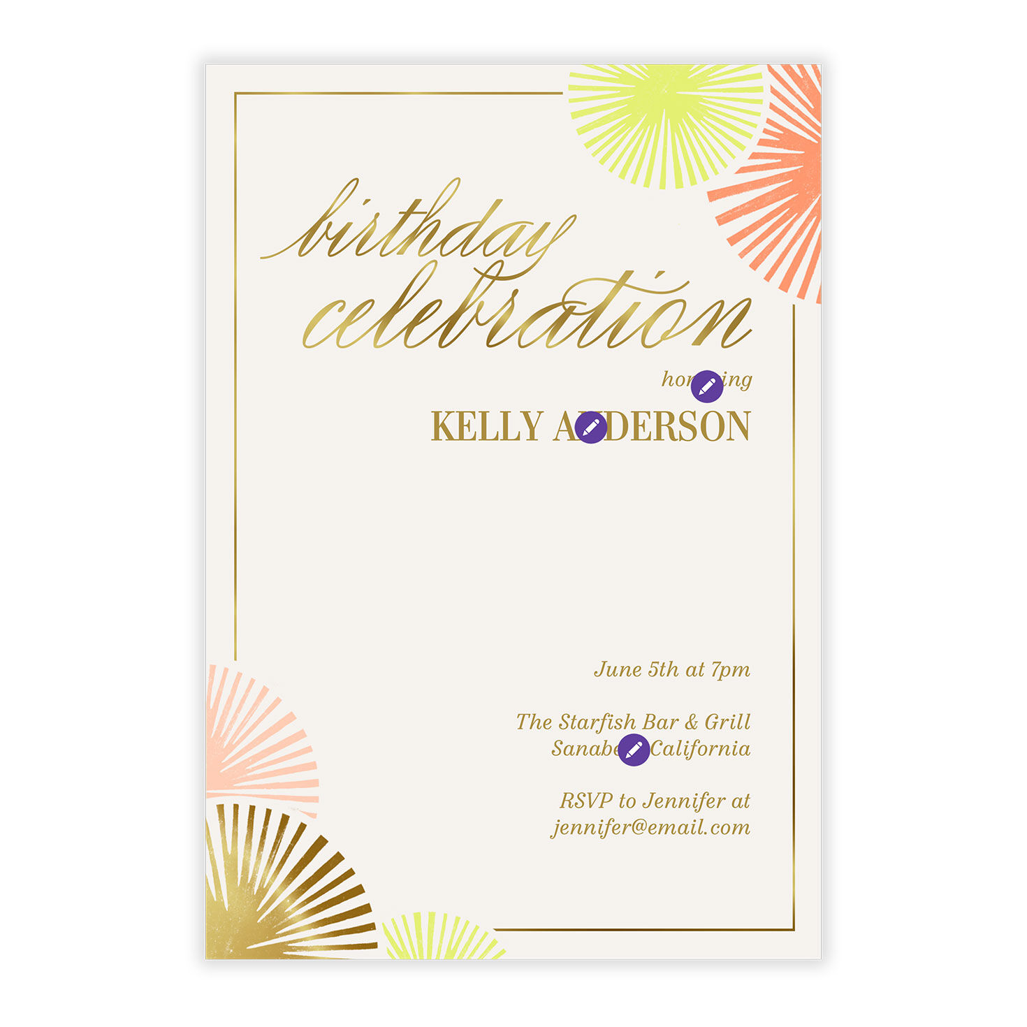 Modern Starbursts Personalized Party Invitation front image number 5