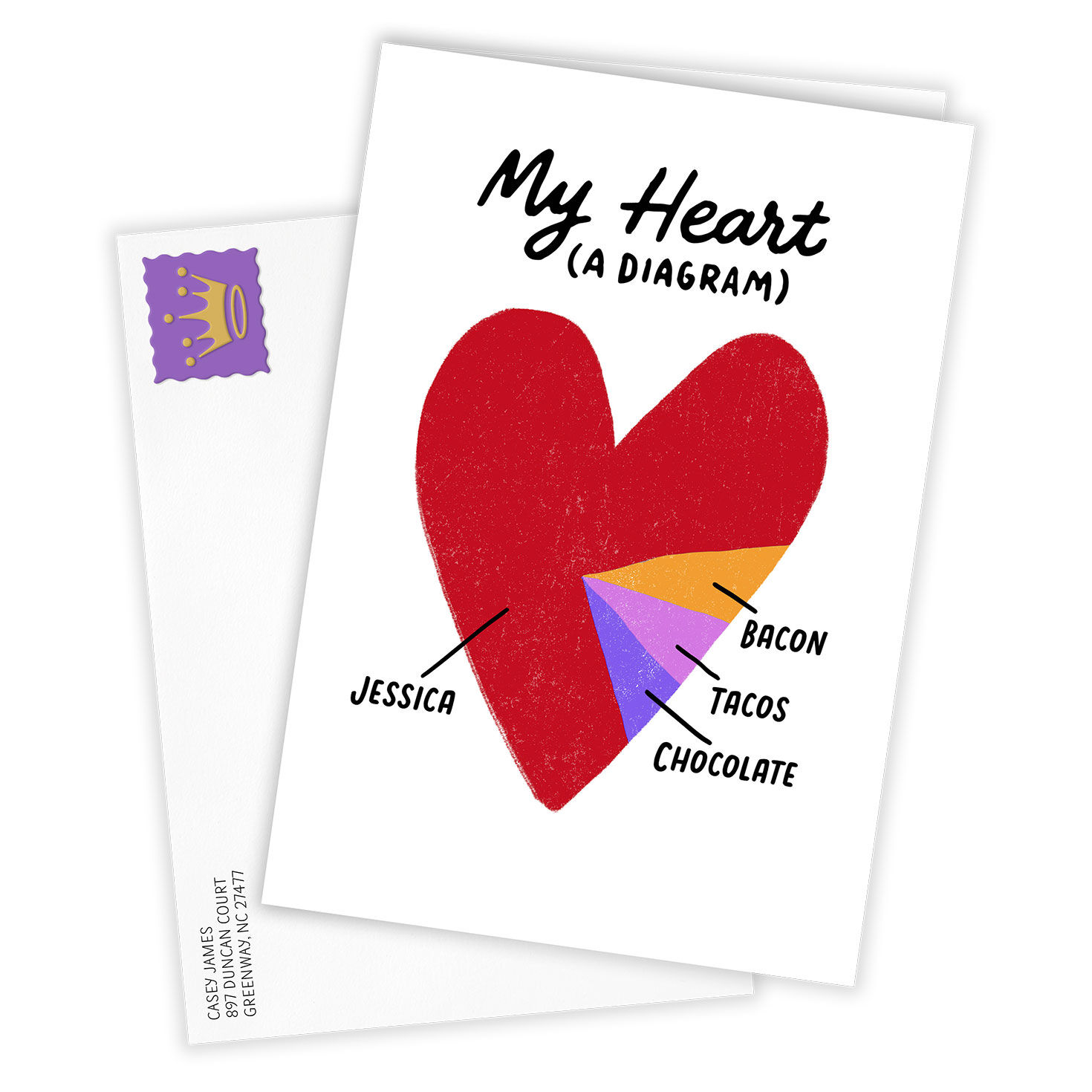 Heart Pie Chart Funny Folded Anniversary Photo Card Greeting Cards