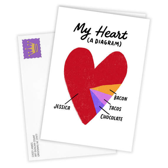 Heart Pie Chart Funny Folded Anniversary Photo Card, , large image number 2