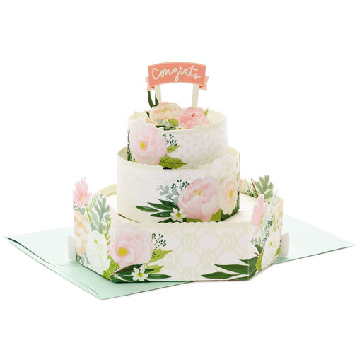 Congrats Three-Tiered Cake 3D Pop-Up Wedding Card, 