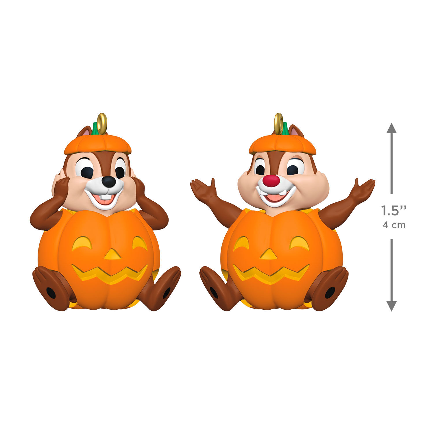 Chip and Dale in Pumpkin Costumes Keepsake Ornament measurement image number 2