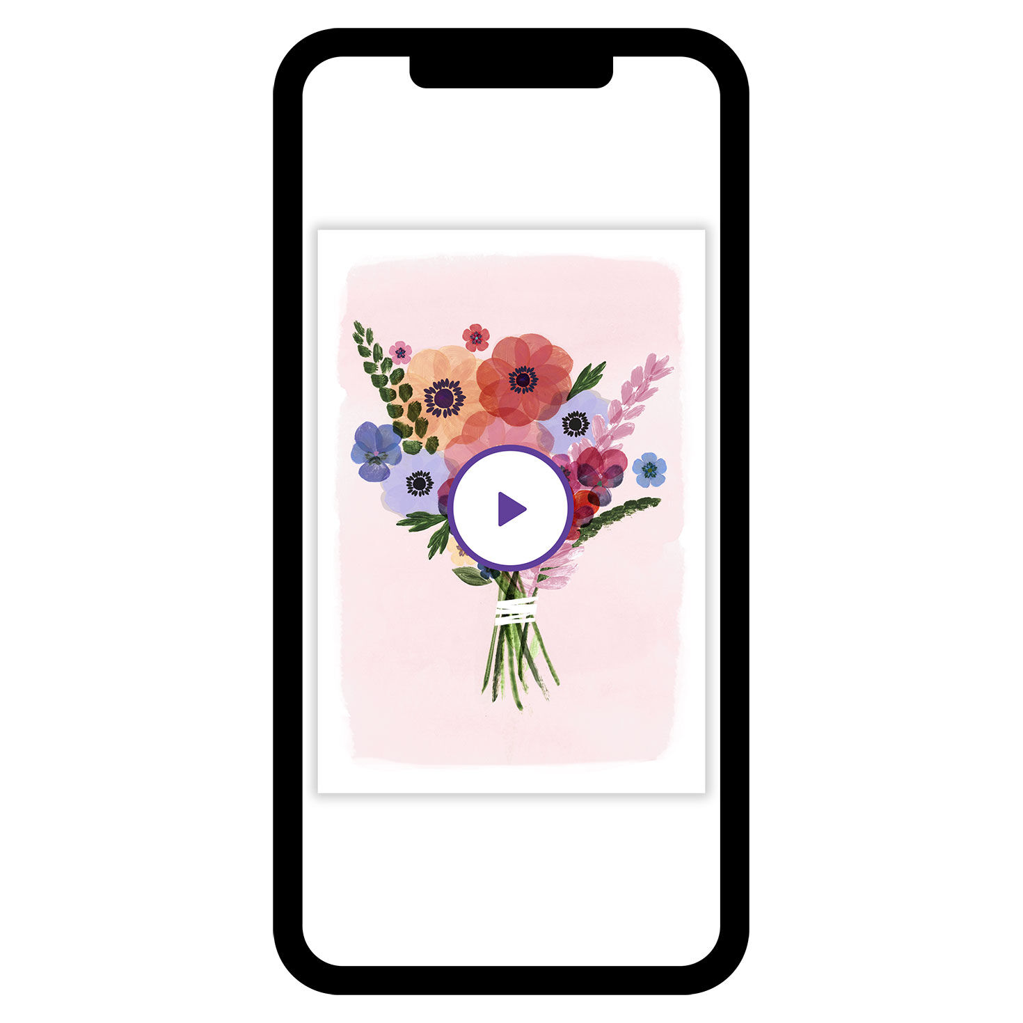 Watercolor Bouquet of Flowers Personalized Card phone with card front image number 1
