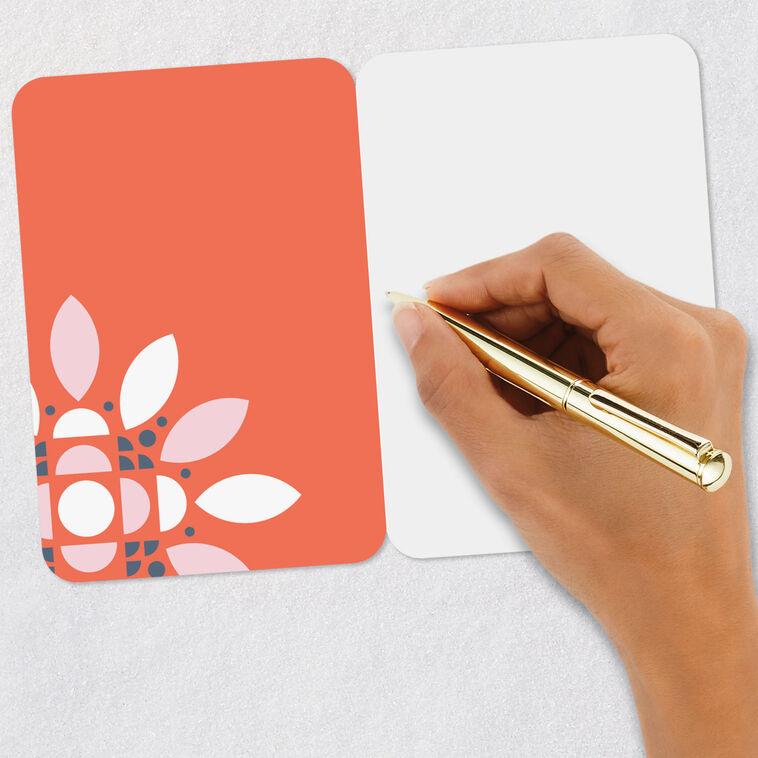 Mod Geometric Flower on Blue Blank Card Signing card image number 5