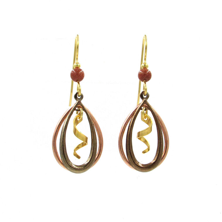 Silver Forest Gold-Tone Mixed Metal Spiral Teardrop Earrings