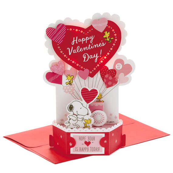 Peanuts® Snoopy and Woodstock Happy Heart Day Musical 3D Pop-Up Valentine's Day Card With Light