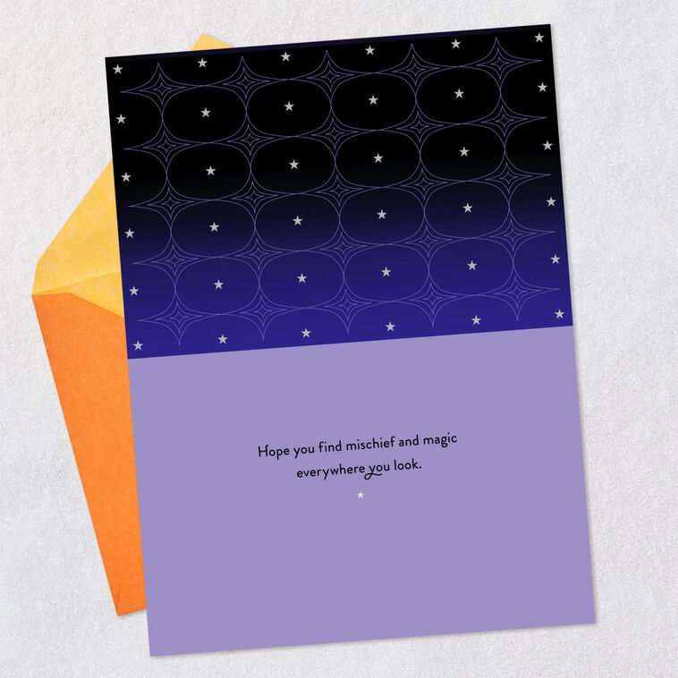 Elegant Blue and Silver Halloween Card Open card with envelope image number 3