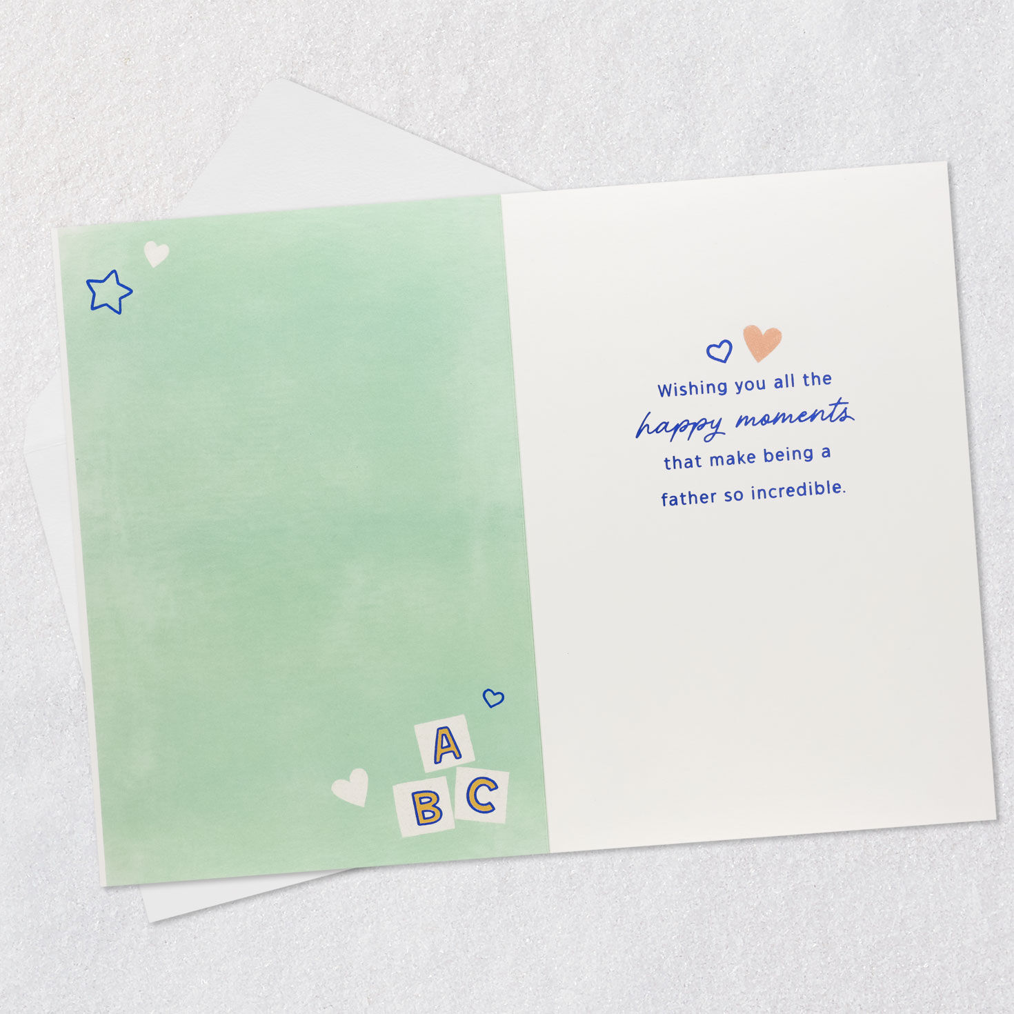 Pastel Baby Icons Dad's First Father's Day Card Open card with envelope image number 3
