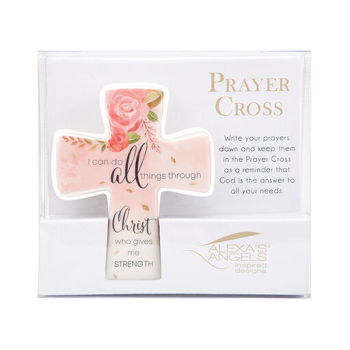 All Things Through Christ Porcelain Prayer Cross, 