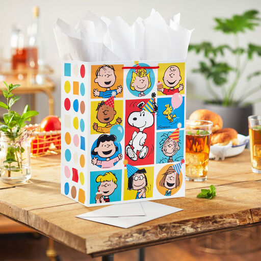 13" Peanuts® Gang Large Birthday Gift Bag, 