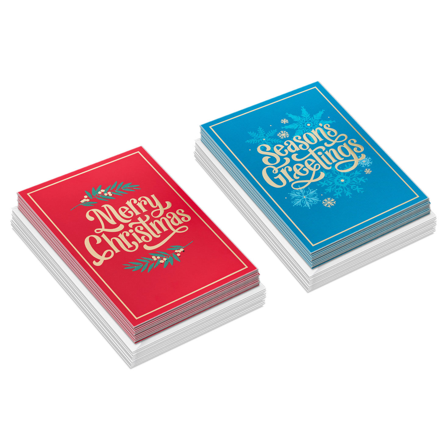 Greenery and Snowflakes Assorted Christmas Cards, Box of 40