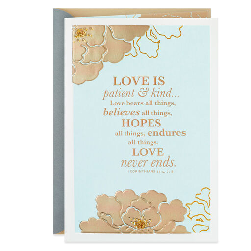 Love Is Patient and Kind Religious Wedding Card, 