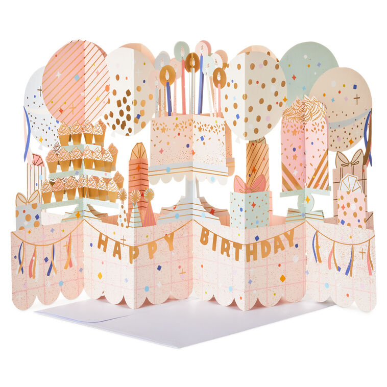 Jumbo Pile on the Fun Cake and Balloons 3D Pop-Up Birthday Card