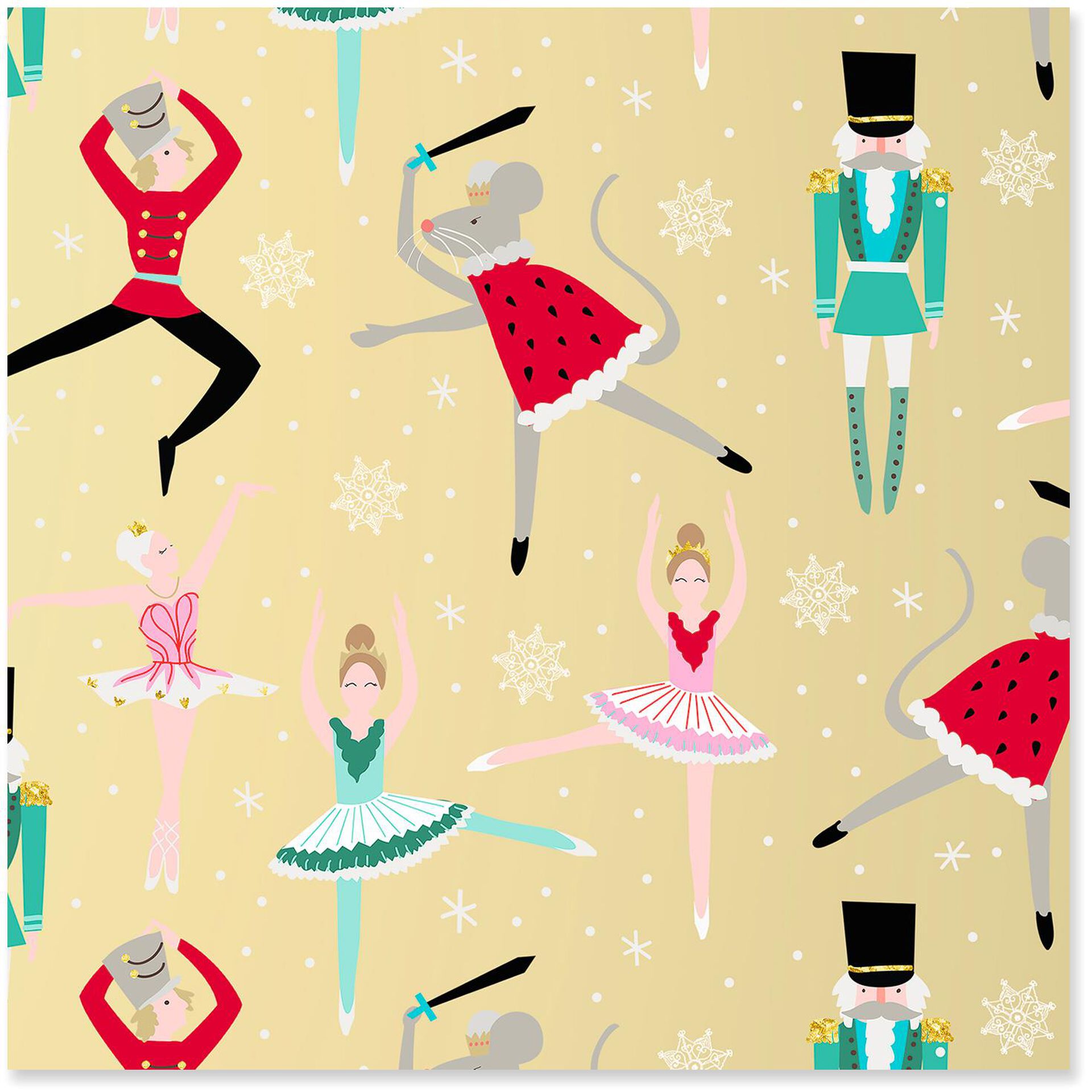 Nutcracker Ballet Metallic Ink Jumbo Christmas Wrapping Paper Roll, 100