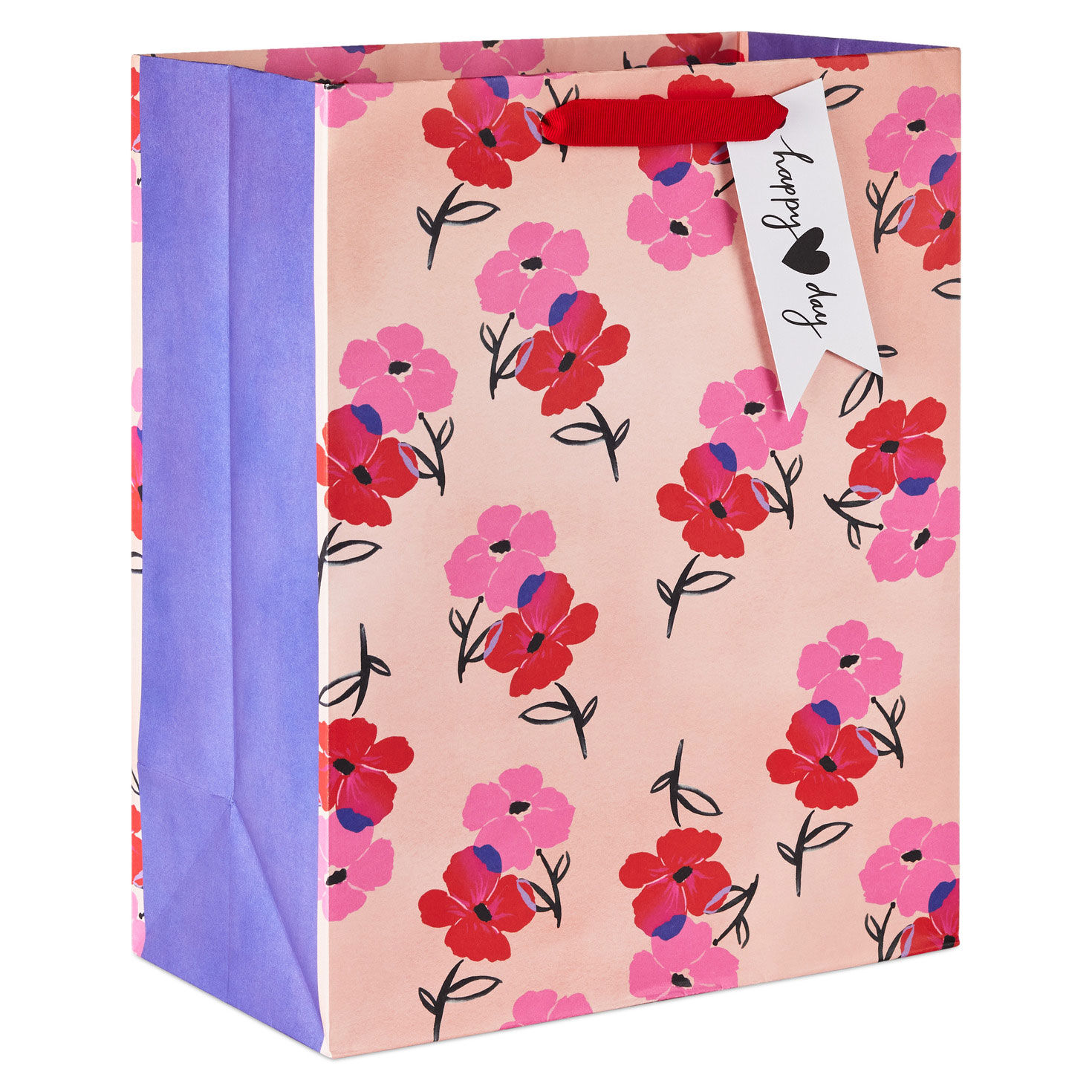 13" Pink and Red Flowers on Peach Large Valentine's Day Gift Bag for only USD 4.99 | Hallmark