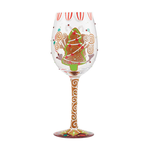 Lolita Gingerbread Joy Handpainted Wine Glass, 15. oz., 