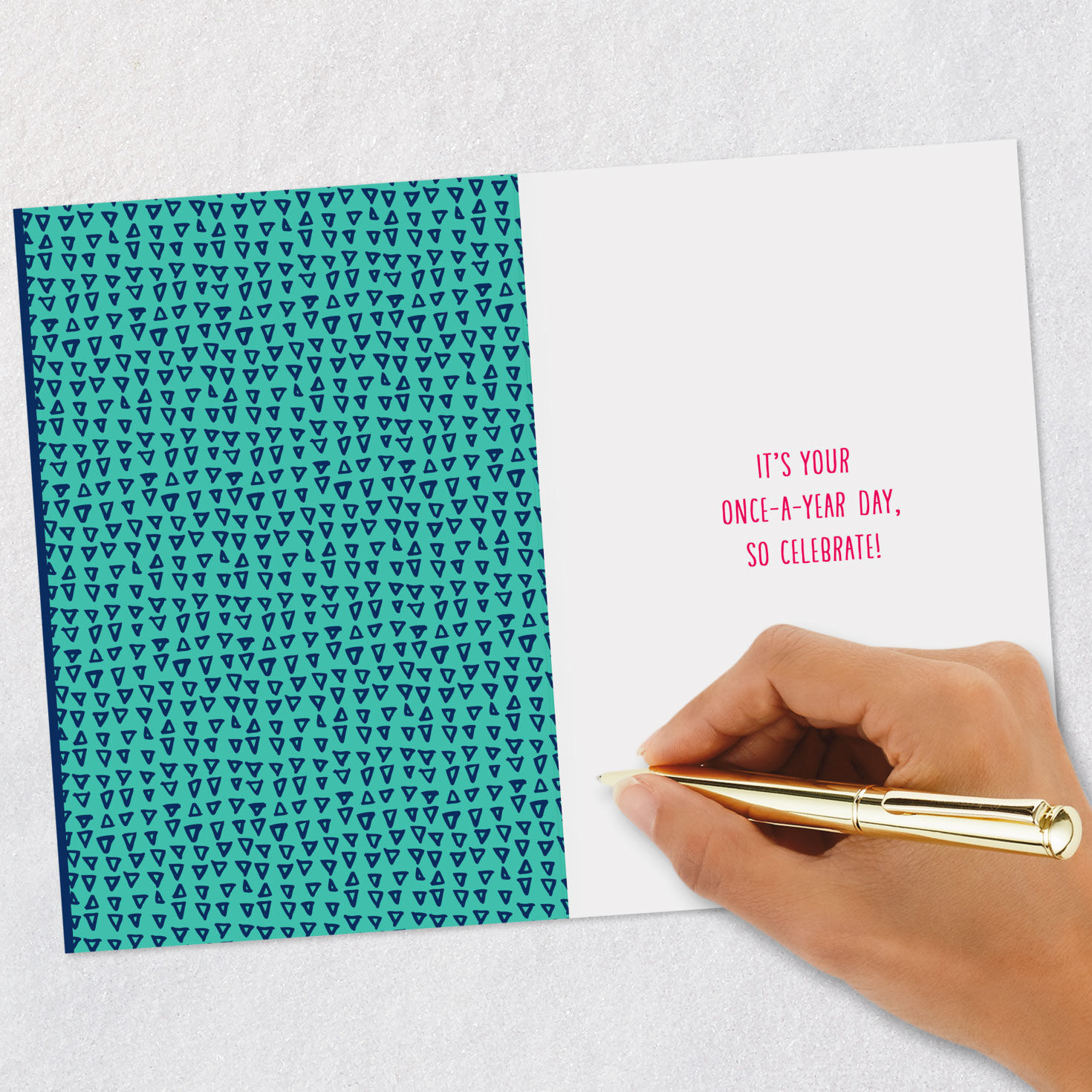 Colorful Lettering on Blue Happy Birthday Card Signing card image number 6