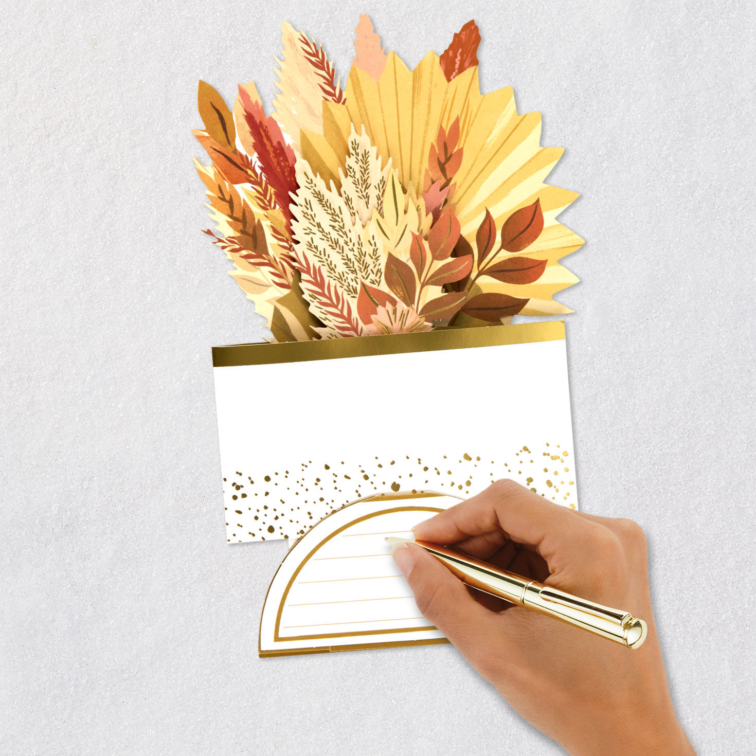 Feathers and Leaves 3D Pop-Up Thanksgiving Card Signing card image number 5