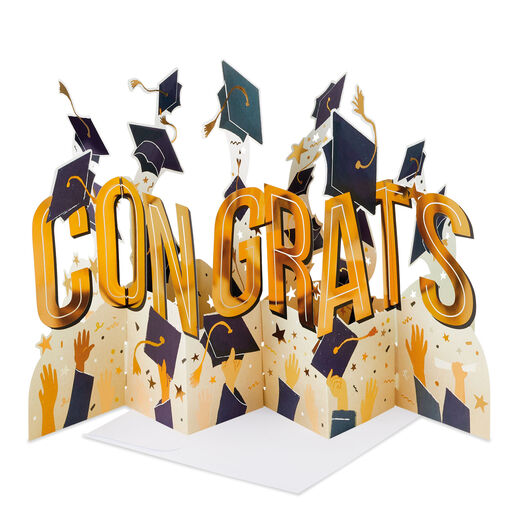 Jumbo Hats Off to You 3D Pop-Up Graduation Card, 