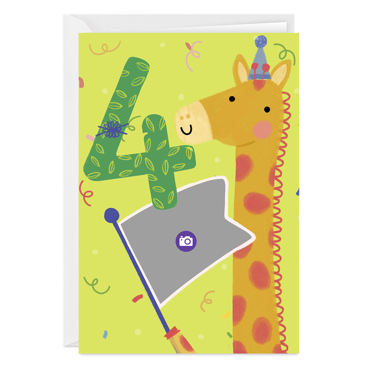 Festive Giraffe Custom 4th Birthday Card, , large image number 3
