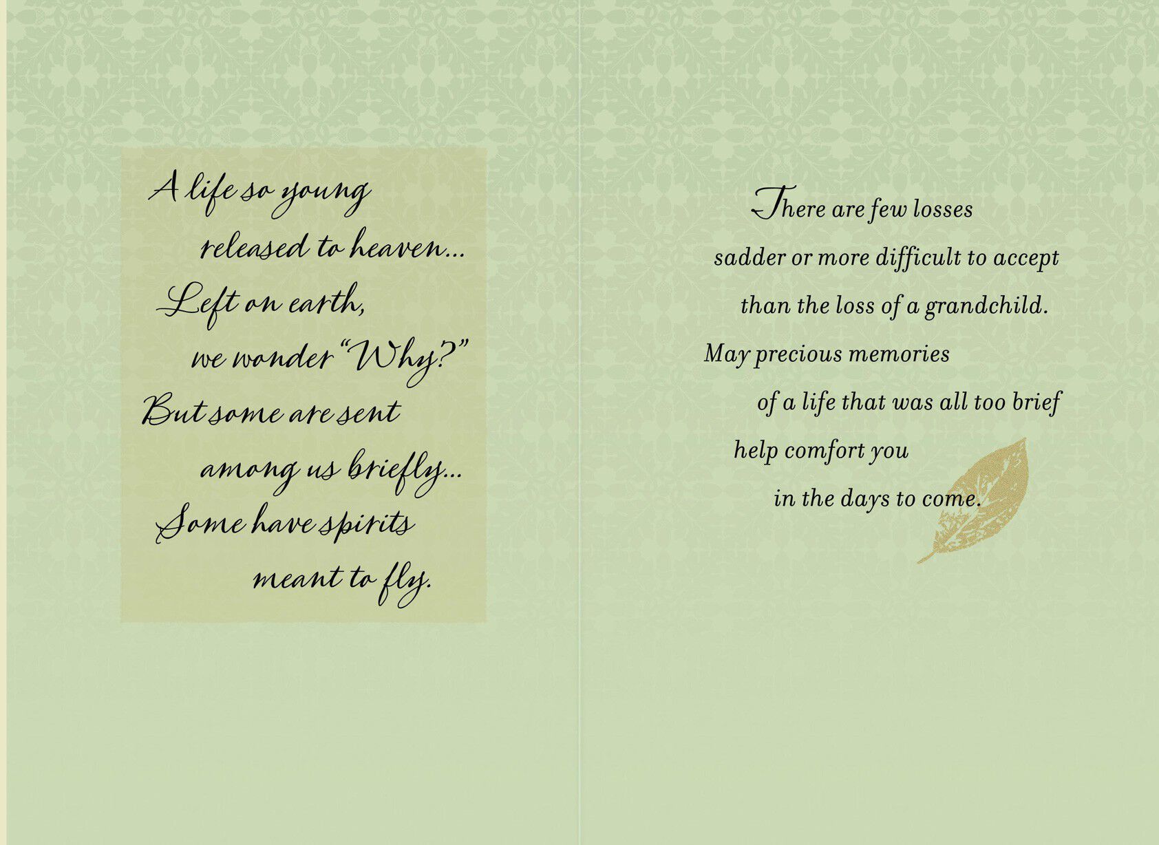 Bronze Leaf Loss of a Grandchild Sympathy Card