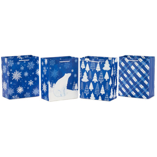 Christmas Gift Bags, Blue Snowflake Winter, Coordinating Tissue Paper,  Shirt Gift Boxes, Rustic Christmas, Holiday Gift Wrap, Holiday Bags 