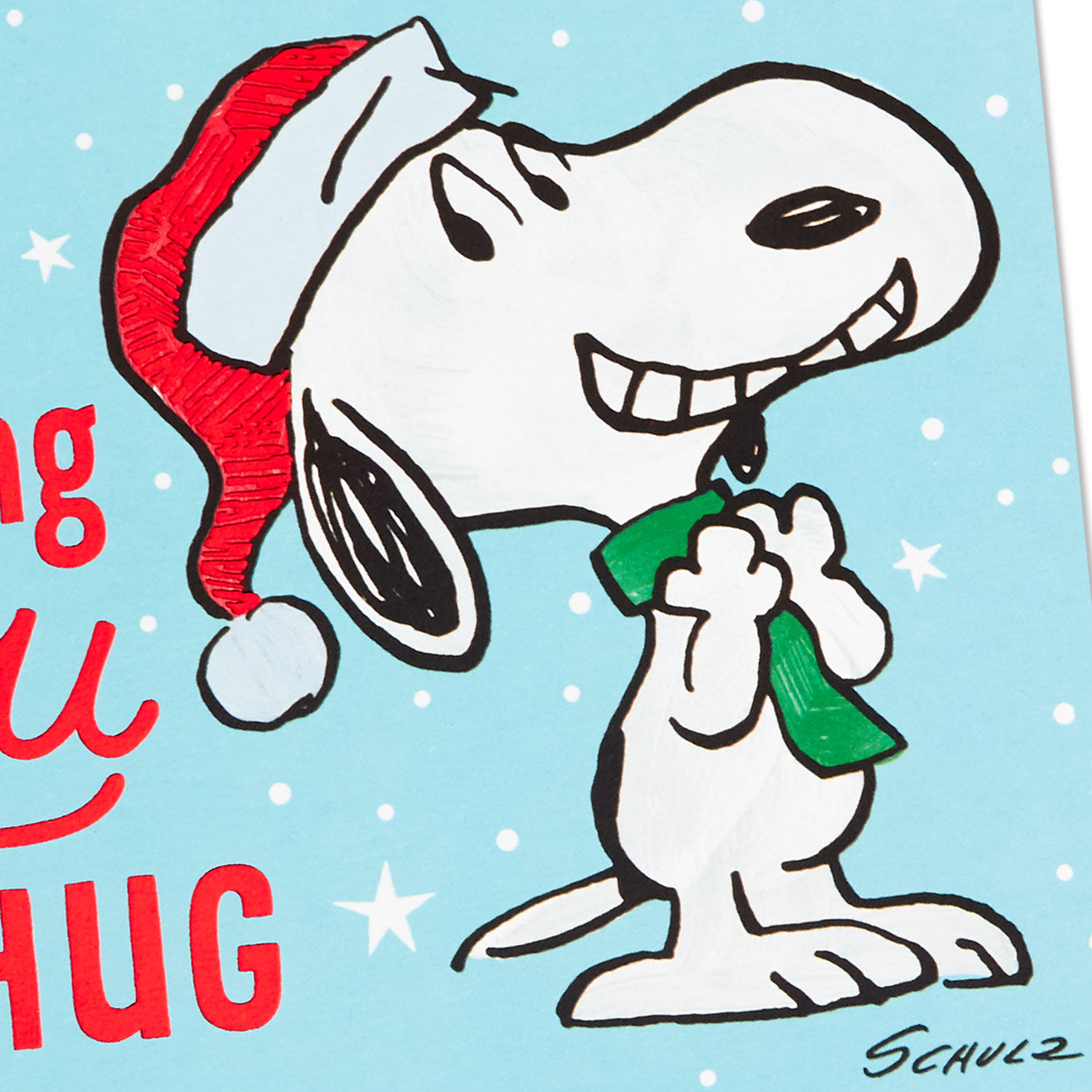 Peanuts Snoopy on Snowy Blue Christmas Card Card Cover Detail image number 4