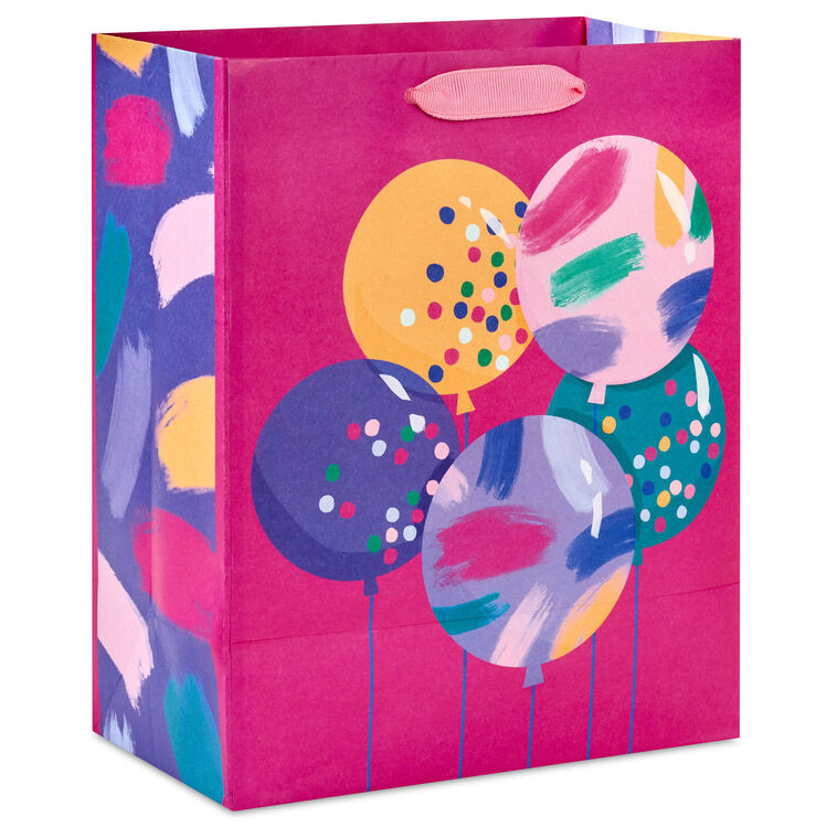 Colorful Balloons on Pink Medium Gift Bag Back image number 6