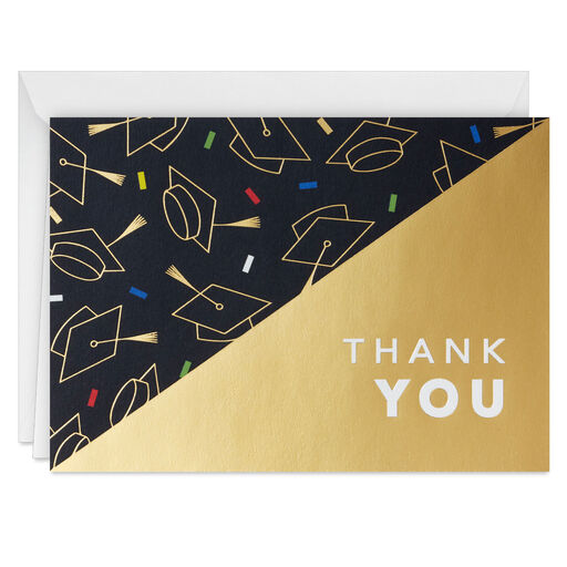 Grad Caps and Confetti Blank Graduation Thank-You Notes, Pack of 10, 