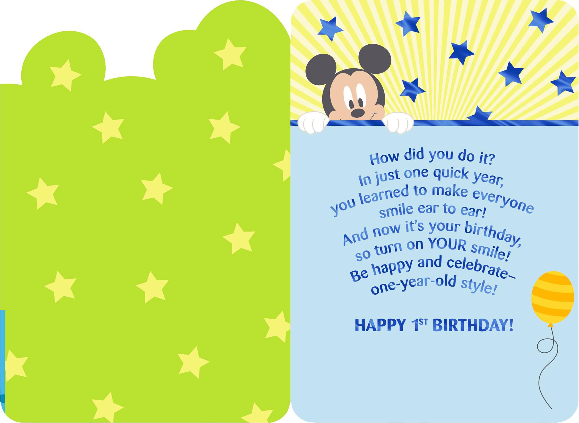 Disney Mickey Mouse How Do You Do It 1st Birthday Card