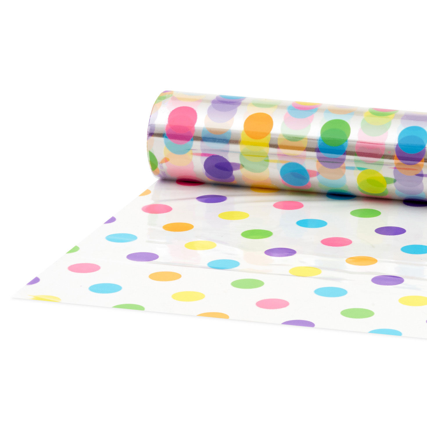 Pastel Dots on Clear Cellophane Gift Wrap Roll cello roll image number 6