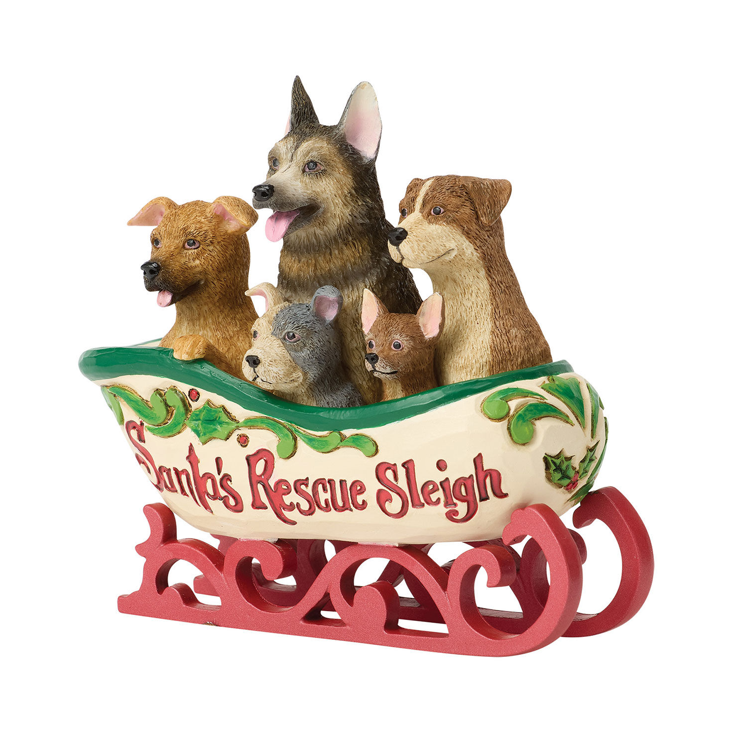 Dogs in Santa's Rescue Sleigh Jim Shore Statue side image number 3