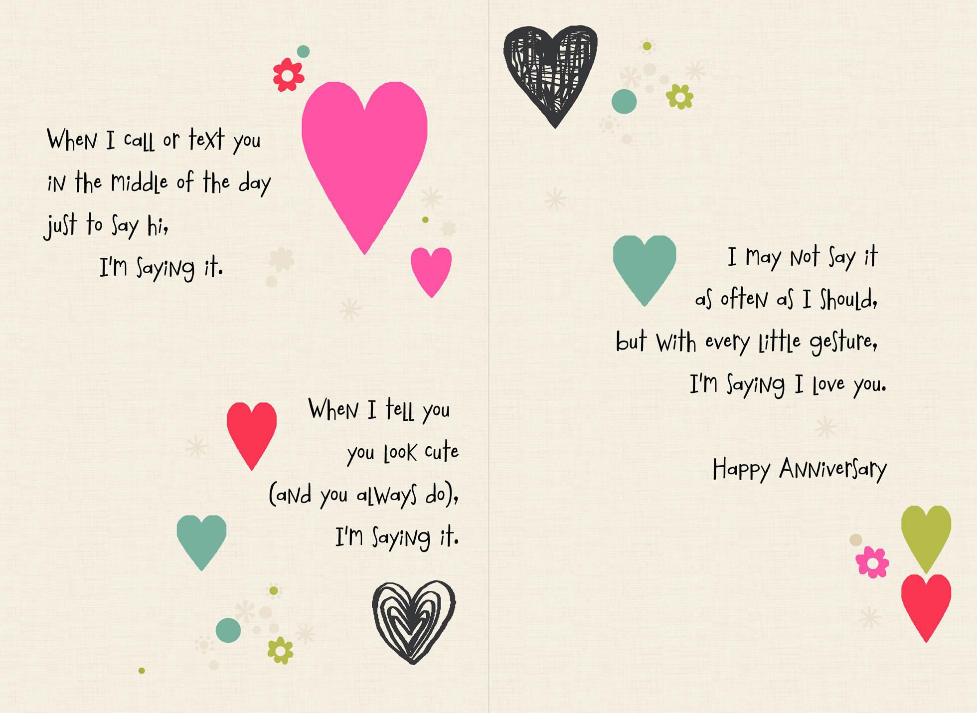 Patterned Hearts Anniversary Card