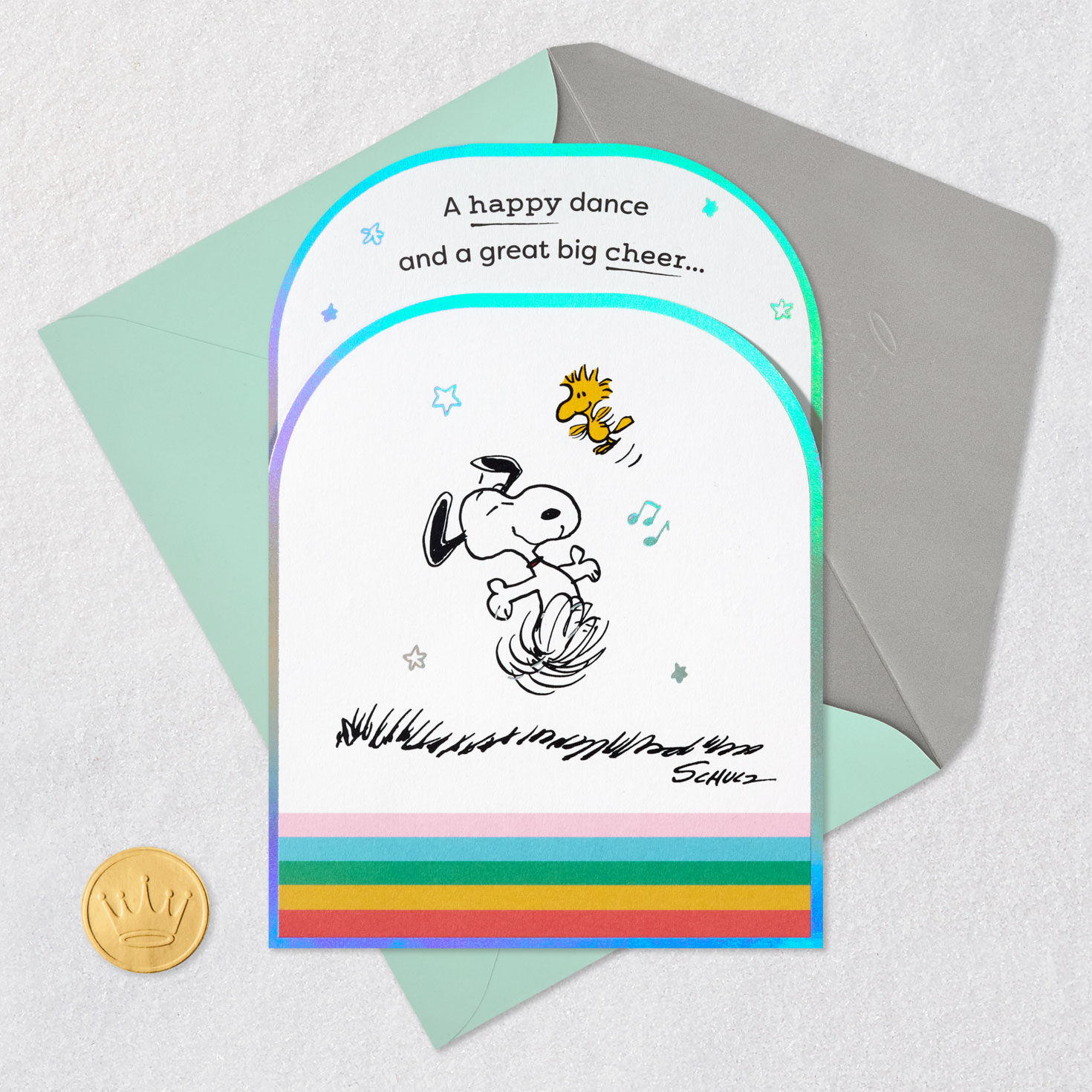 Peanuts Gang Happy Dance Pop-Up Card Card Front with Envelope and Gold Seal image number 7